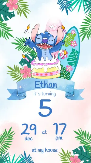 Stitch Birthday Party Invitation | Editable Template