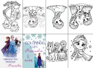 Livrinho de Colorir Frozen para Aniversário Editável Online