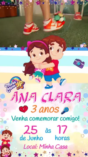 Convite Animado Aniversário Maria Clara e JP para Editar Online