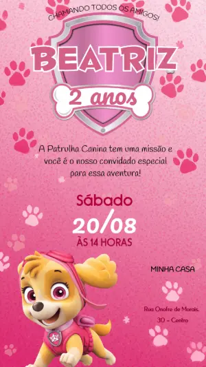 Invito di compleanno Paw Patrol – Statico – MR Produções