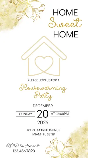 Elegant Gold Housewarming Party Invitation Editable Template