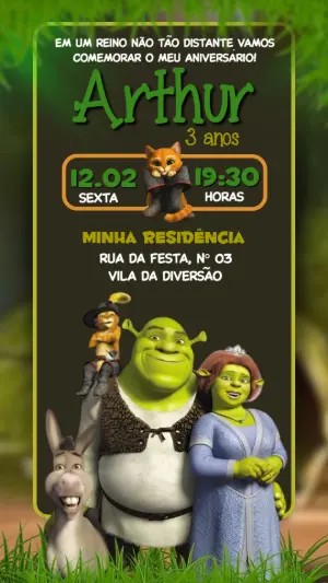 Convite de aniversário Shrek para editar e enviar online