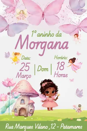 Convite Aniversário Fada Jardim Encantado para Editar Online