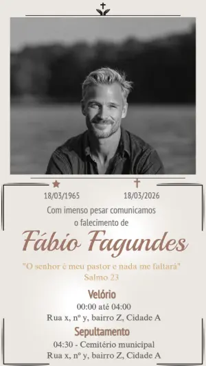 Comunicado de Falecimento Elegante para Editar