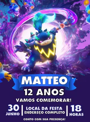 Convite de Aniversário Bowser Super Mario Galaxy para Editar