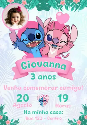 Invitación de cumpleaños Stitch – Estático – Convites e Artes Digitais