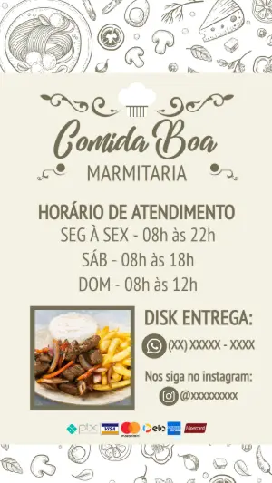 Cartão de Visita para Marmitaria Editável Online