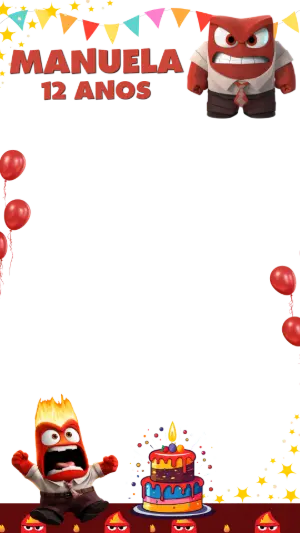 Story de Aniversário Divertida Mente Raiva para Editar