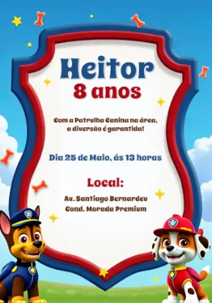 Invito di compleanno Paw Patrol – Statico – CollorGraph Convites