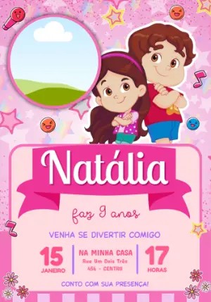 Convite de Aniversário Maria Clara e JP Rosa para Editar
