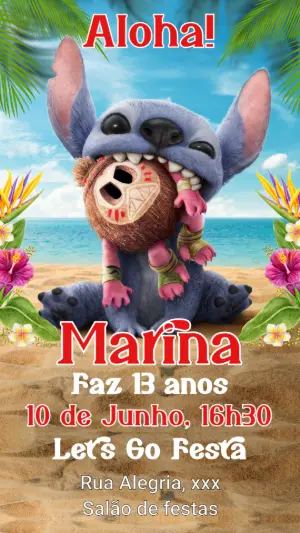 Invitación de cumpleaños Stitch – Estático – Maria Eduarda de Salvo