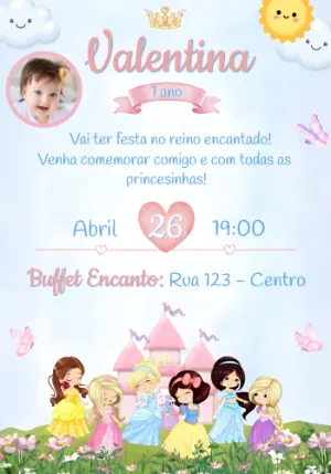 Invitación de cumpleaños Princesas – Estático – Convites e Artes Digitais