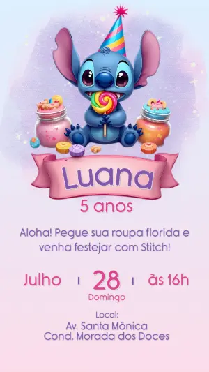 Invitación de cumpleaños Stitch – Estático – CollorGraph Convites