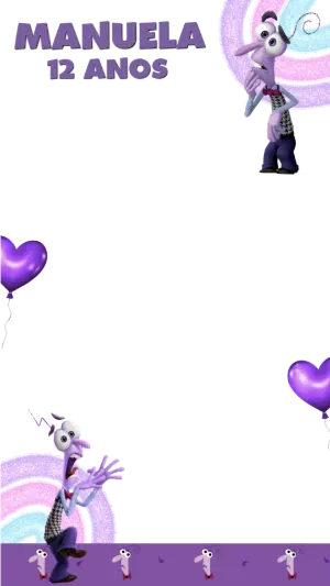Moldura para Stories Divertida Mente Medo Roxo para Editar