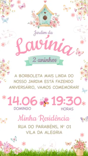 Invitación de cumpleaños Jardín encantado – Estático – Festôu Convites