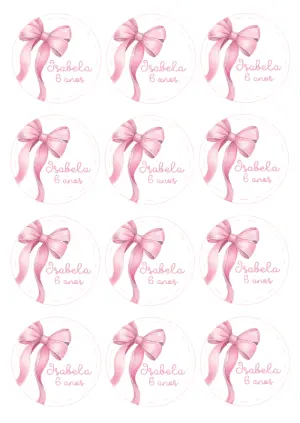 Adesivo de Festa Laço Rosa para Editar Online