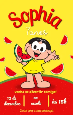 Convite de Aniversário Magali Turma da Mônica para Editar