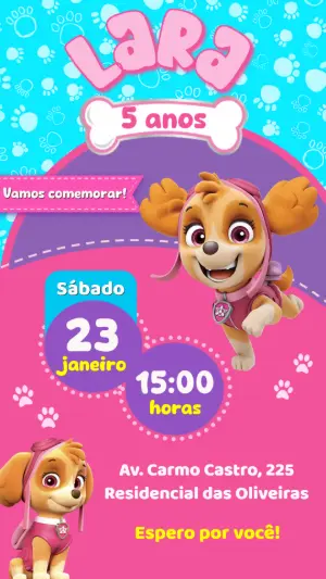 Paw Patrol Birthday Invitation – Static – Bruna Henrique Mídiarte