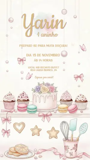 Convite Aniversário Confeitaria Mundo dos Doces para Editar