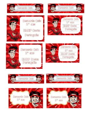 Etiquetas Escolares Enaldinho Vermelho para Editar