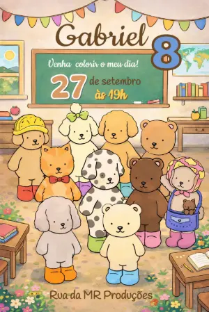 Convite Digital Festa Infantil Escolinha de Bobbie Goods para Editar