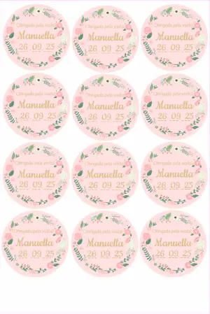 Tag Agradecimento Maternidade Menina Floral para Editar
