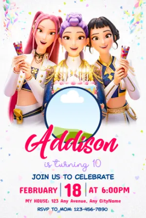 Invitation d'anniversaire KPop Demon Hunters – Statique – Jotta Arts