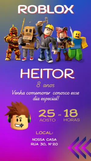 Invito di compleanno Roblox – Statico – FLORZINHA CONVITES