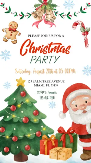 Cute Christmas Party Invitation | Editable Digital Template