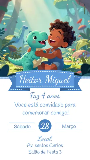 Invitación de cumpleaños Dinosaurio – Estático – CollorGraph EDITOR
