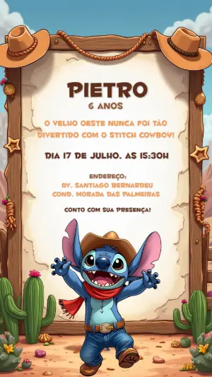 Invitación de cumpleaños Stitch – Estático – CollorGraph Convites