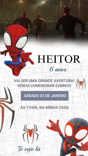 Convite Animado Aniversário Homem-Aranha para Editar