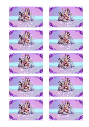 Etiqueta Escolar Princesas Modernas Roxo e Azul para Editar