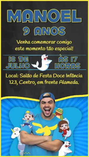 Convite Aniversário Luccas Neto Editável Online para Imprimir
