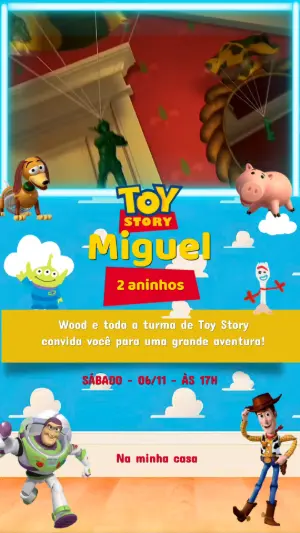 Convite Animado Toy Story para Aniversário Infantil Editável