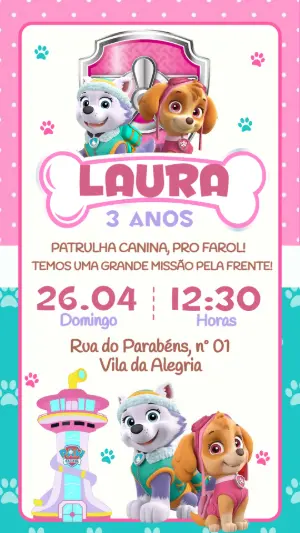 Invito di compleanno Paw Patrol – Statico – Festôu Convites
