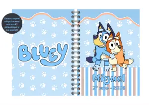 Capa de Agenda Bluey e Bingo Editável para Imprimir