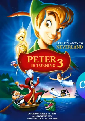 Peter Pan Birthday Invitation Editable Digital Template