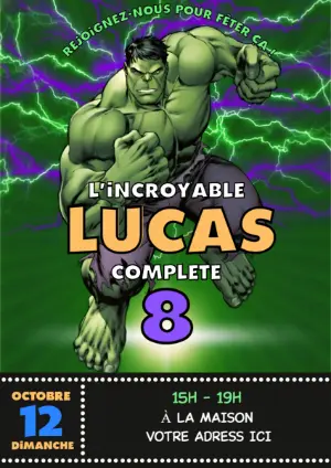 Invitation Anniversaire Hulk à Personnaliser en Ligne