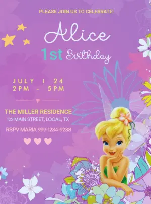 Tinker Bell Birthday Invitation Editable Online