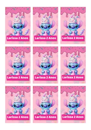 Tag de Aniversário Stitch para Editar e Imprimir