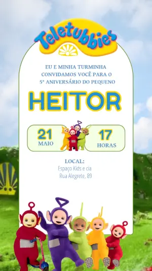 Convite de Aniversário Teletubbies