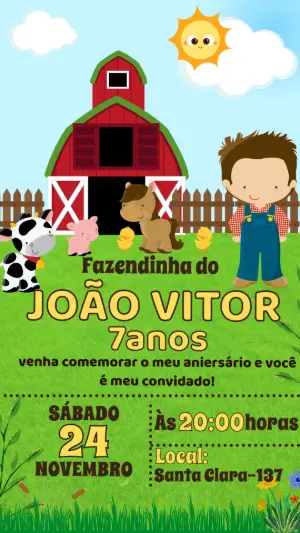 Convite Fazendinha Menino: Modelo Digital Editável e Fofo