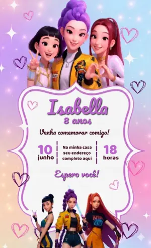 Invitation d'anniversaire KPop Demon Hunters – Statique – Fernando Martins