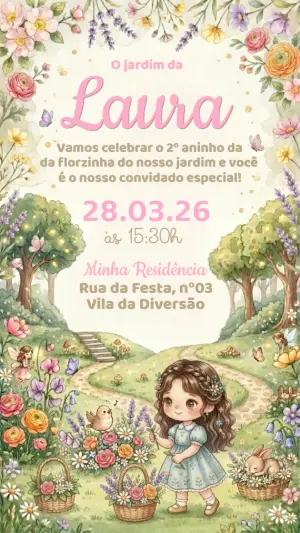 魔法花园生日邀请函 – 静态 – Convide aê!