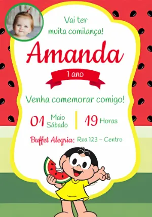 Convite de Aniversário Magali com Foto para Editar Online