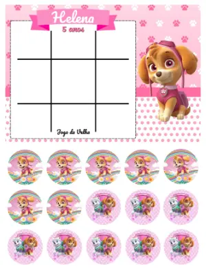 Lembrancinha Jogo da Velha Patrulha Canina Skye Editável