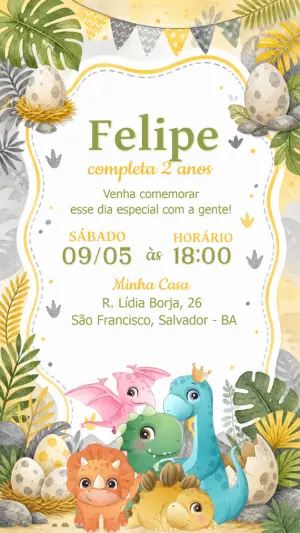 Invitación de cumpleaños Dinosaurio – Estático – CollorGraph EDITOR