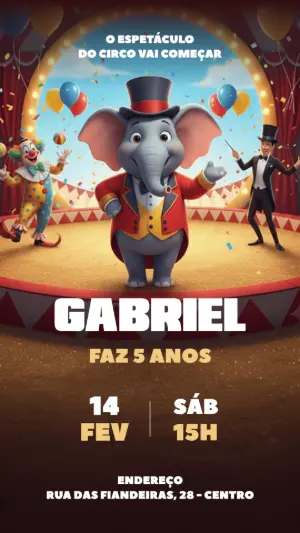Convite Editável Aniversário Infantil Tema Circo Mágico