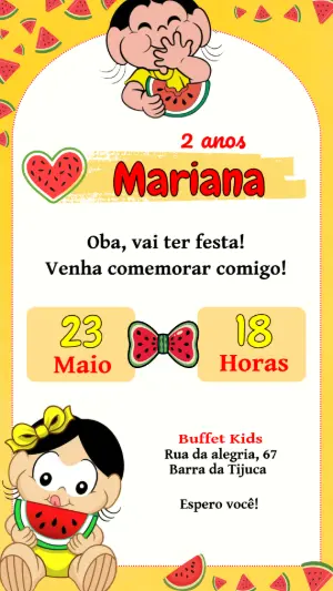 Convite Aniversário Infantil Magali e Melancia para Editar